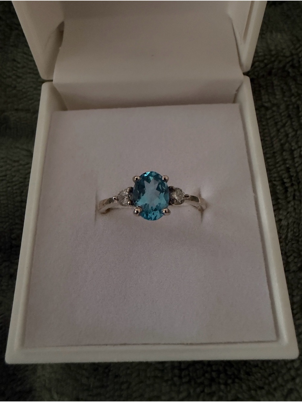 Blue Topaz Oval Sterling Silver Ring - Elegant Blue Gemstone